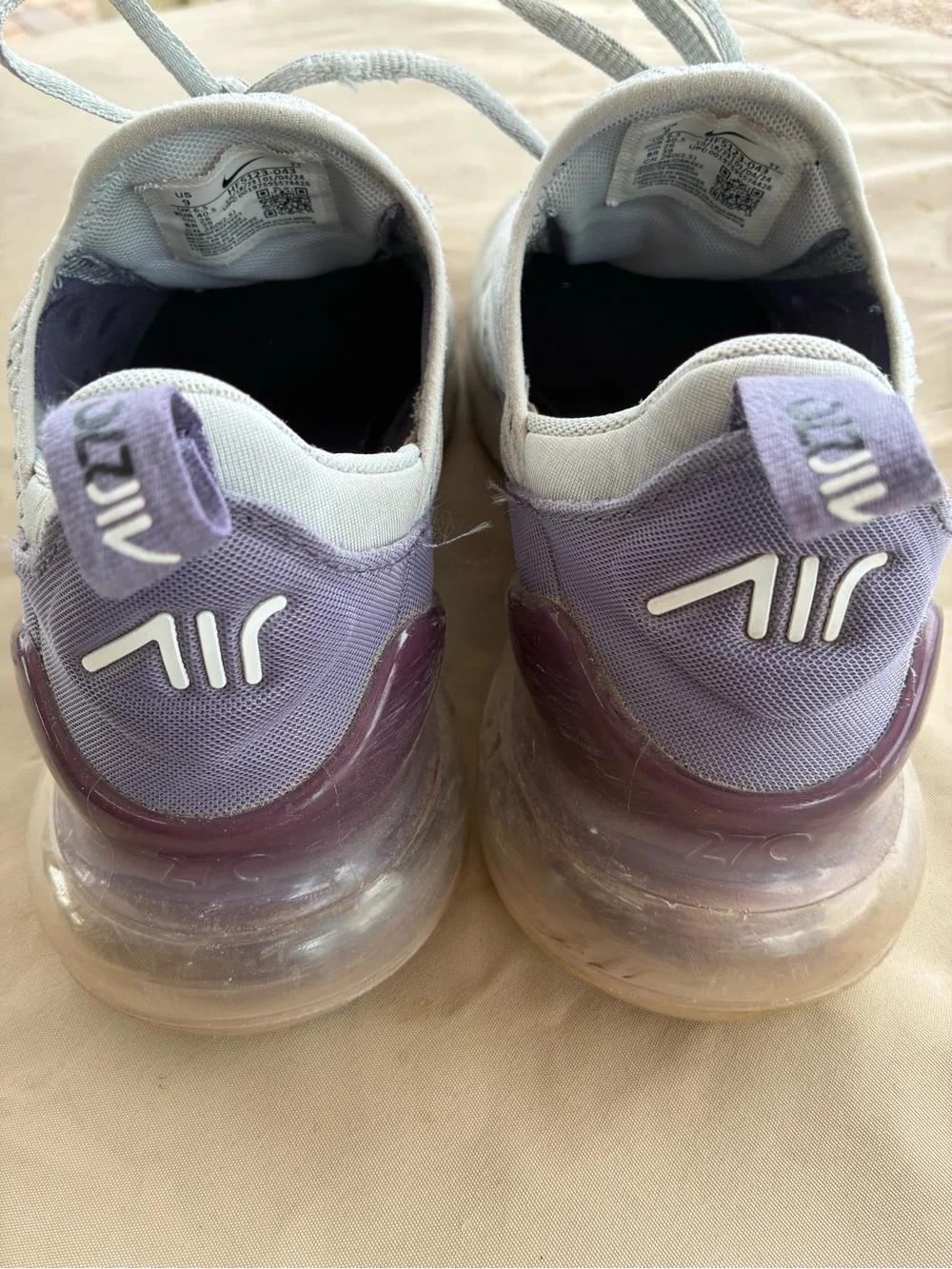 Nike Air 270 White & Lavender Mesh Sneakers